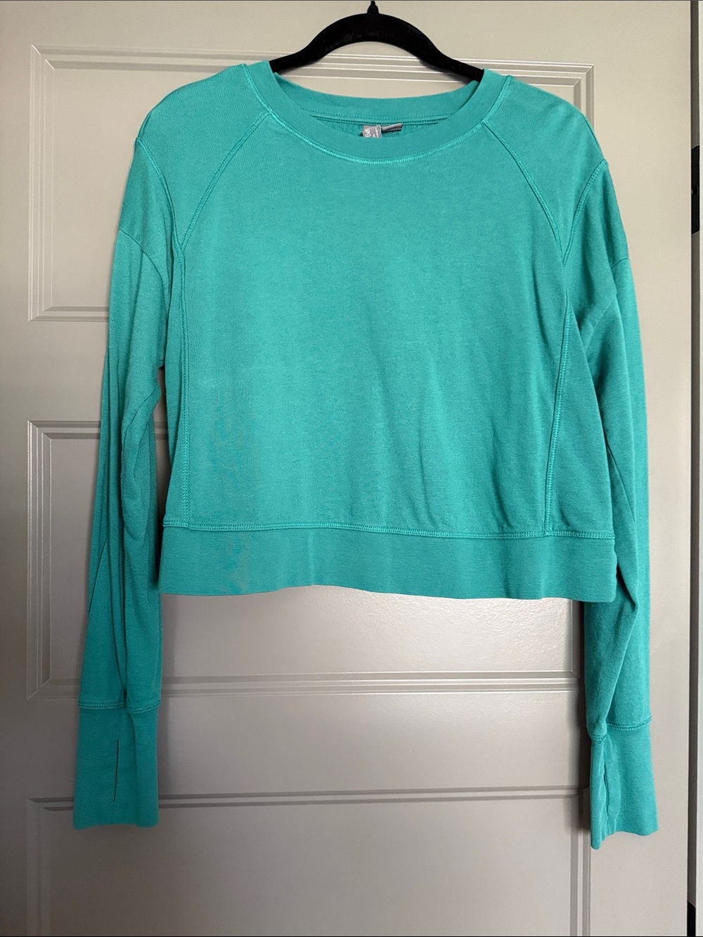 Sweaty Betty Teal After Class Cropped Crew Sweatshirt